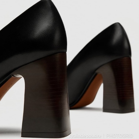 Zara leather V vamp seam block heel - Picture 3 of 6